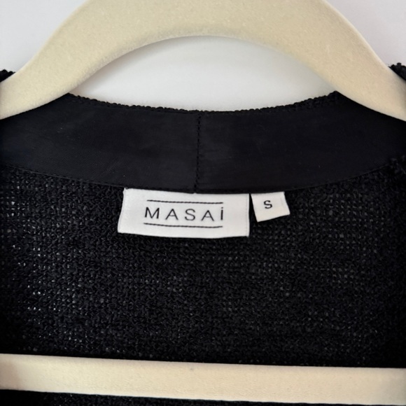 MASAI | COTTON BLEND BOHO BLACK POCKET DOUBLE BUTTON OPEN SLIT CARDIGAN SHACKET - Picture 4 of 10